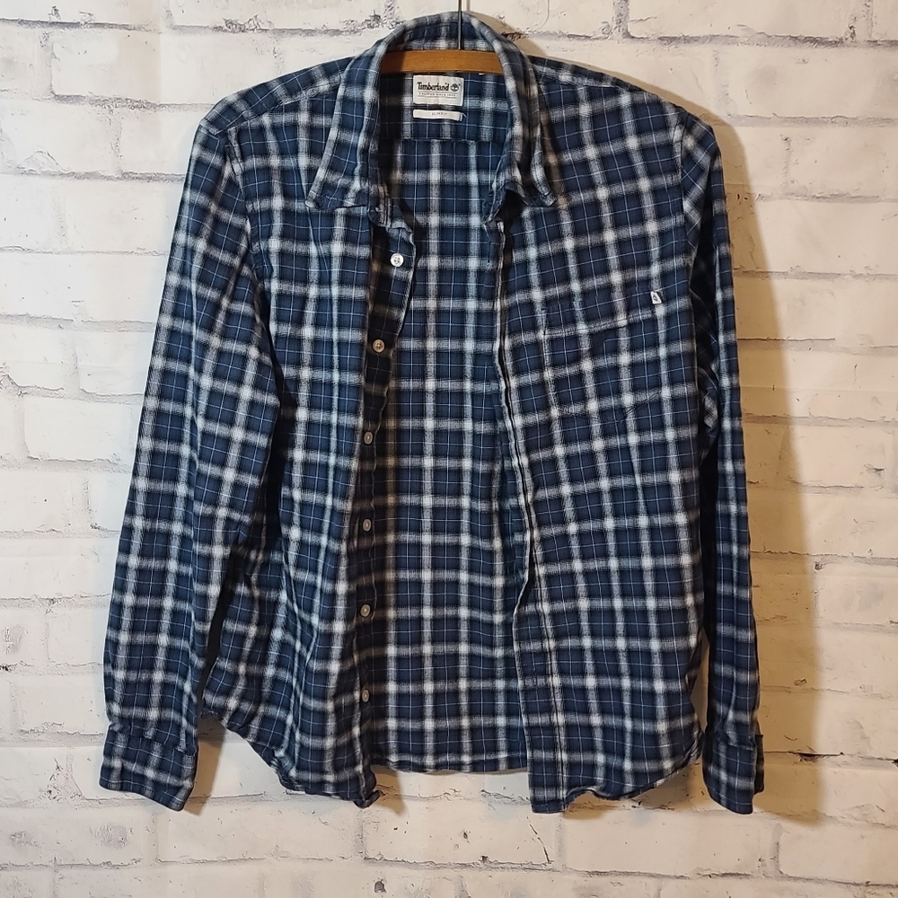 Timberland Blue Plaid Slim Fit Button Down Med